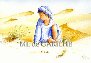 Aquarelle l'enfant du désert