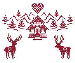 point de croix montagne et cerfs